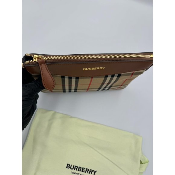 Burberry Horseferry Check Peyton Crossbody Clutch Bag Brown - Picture 5 of 12